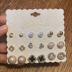 Nicole Miller Gold, Silver, and Pearl Earring Collection